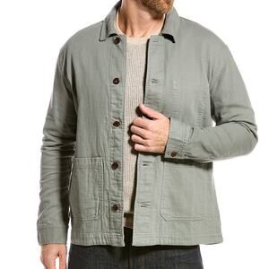 Magaschoni Man NWT Twill Shirt Jacket in Sage Green Size S Shacket Pockets